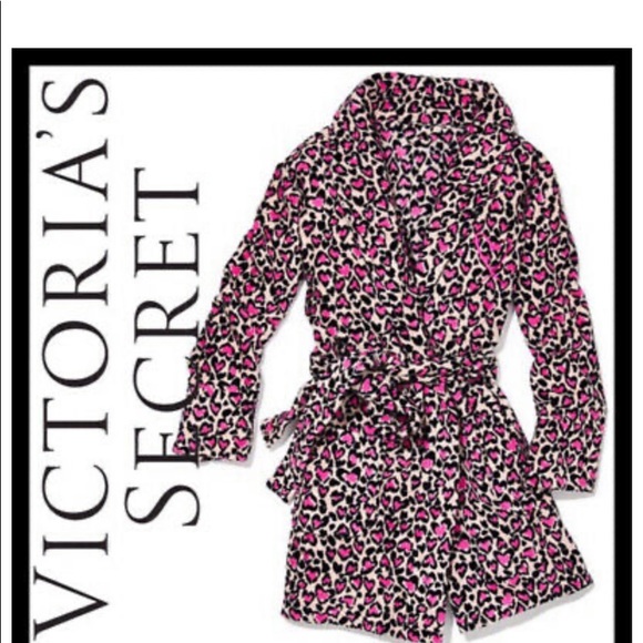 New Victoria Secret Pink Leopard heart❤️robe XS/S NWT. - Picture 5 of 12